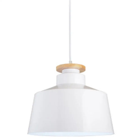 Minimalist Wooden And Metal Pendant Light For Restaurant Ceiling White
