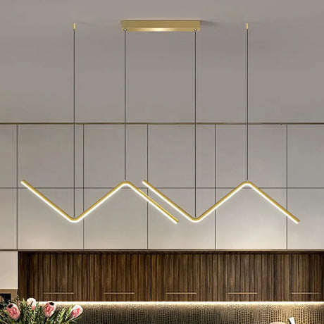 Minimalist Z-Shaped Island Pendant Led Light Fixture For Dining Room Gold / 35.5 White