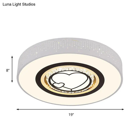 Minimalistic Acrylic Flush Mount Led Ceiling Light For White Bedroom With Crystal Drops & Choice Of