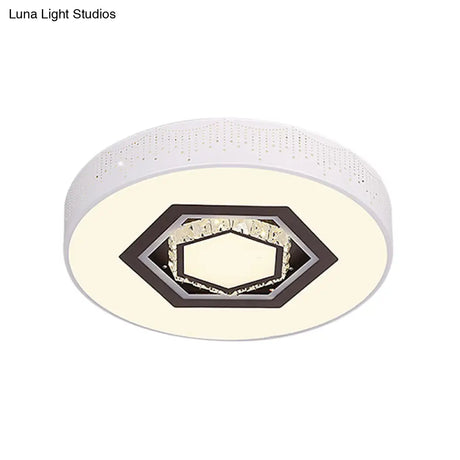Minimalistic Acrylic Flush Mount Led Ceiling Light For White Bedroom With Crystal Drops & Choice Of