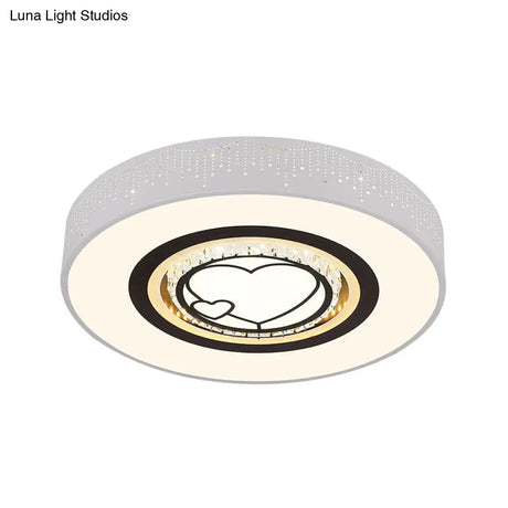Minimalistic Acrylic Flush Mount Led Ceiling Light For White Bedroom With Crystal Drops & Choice Of