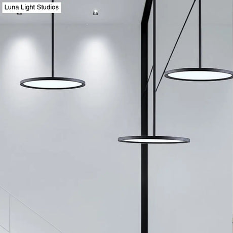 Minimalistic Acrylic Pendant Led Ceiling Light With Hanging Rod – Flat Shade Diner Lighting