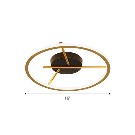 Minimalistic Aluminum Gold Led Flushmount Ceiling Light With Twig Arm - Thin Hoop Warm/White Dia