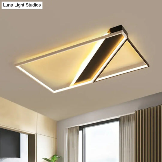 Minimalistic Black And White Led Flushmount Ceiling Light For Bedroom
