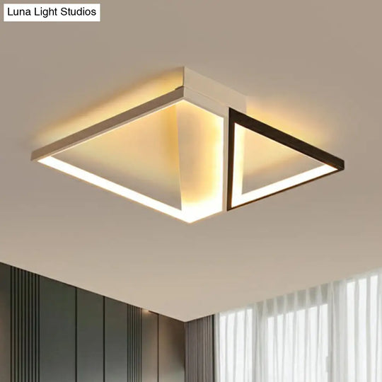 Minimalistic Black And White Led Flushmount Ceiling Light For Bedroom
