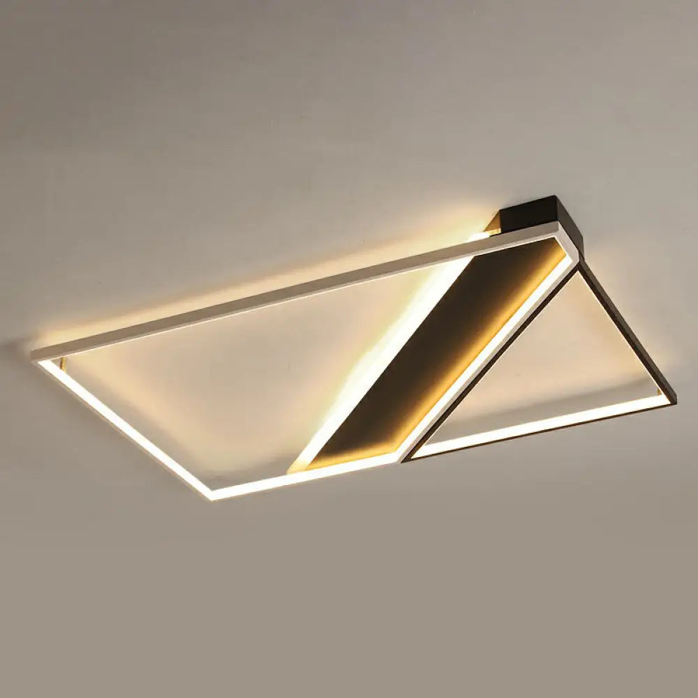 Minimalistic Black And White Led Flushmount Ceiling Light For Bedroom / 35.5’ Natural