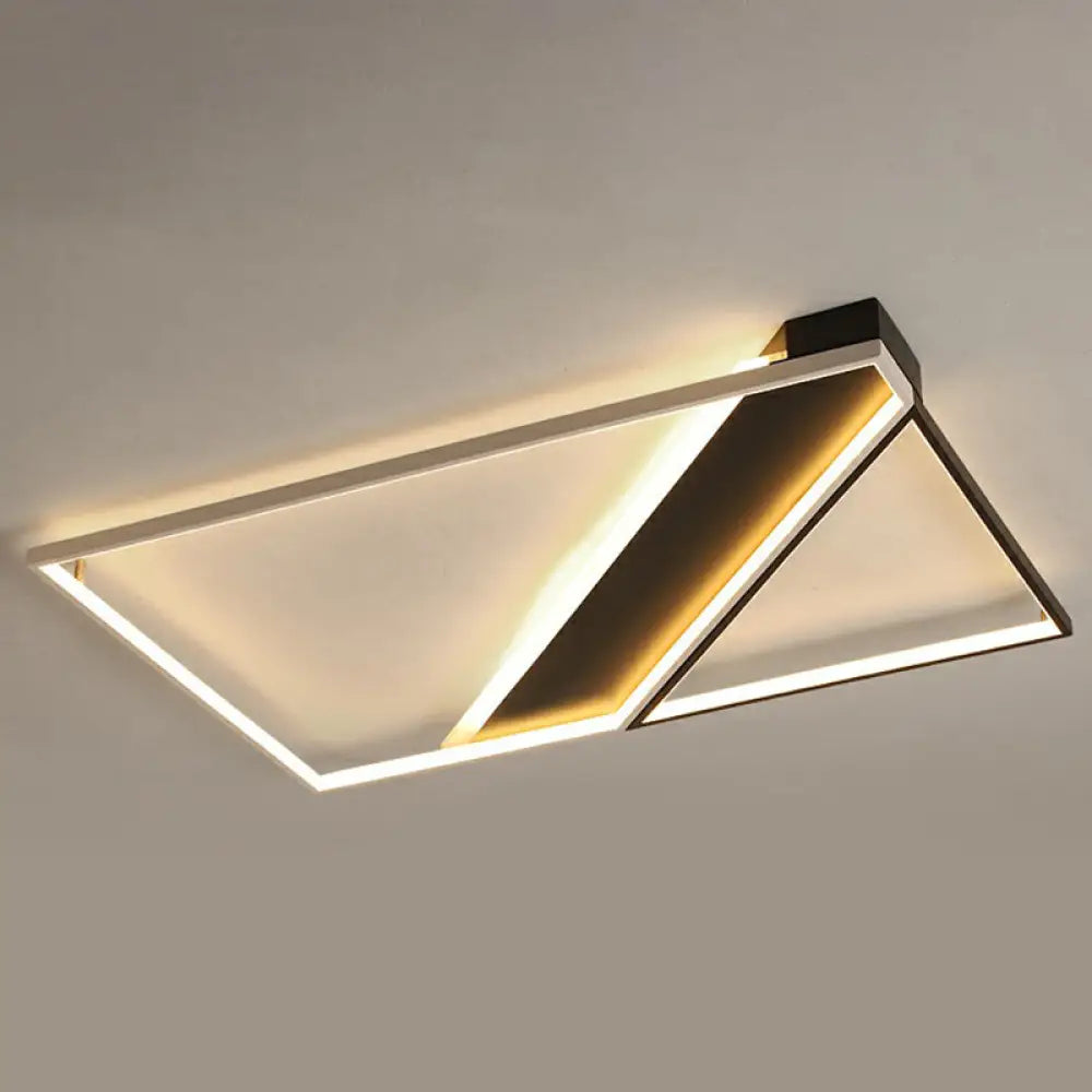 Minimalistic Black And White Led Flushmount Ceiling Light For Bedroom / 41’ Natural
