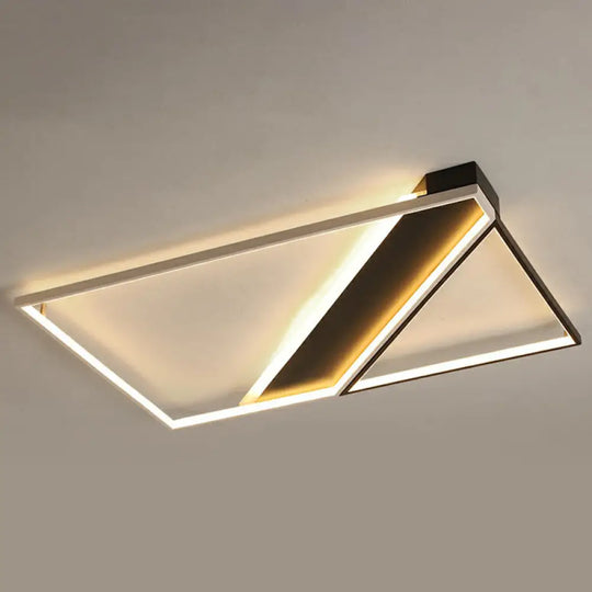 Minimalistic Black And White Led Flushmount Ceiling Light For Bedroom / 41’ Natural