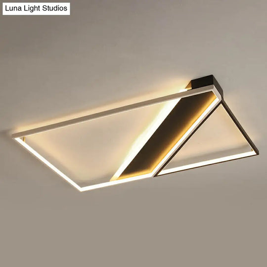 Minimalistic Black And White Led Flushmount Ceiling Light For Bedroom / 35.5 Remote Control Stepless