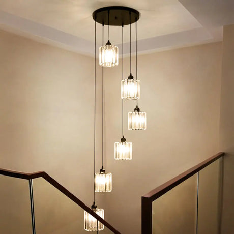 Minimalistic Black Geometric Prismatic Crystal Ceiling Light For Staircase 6 /