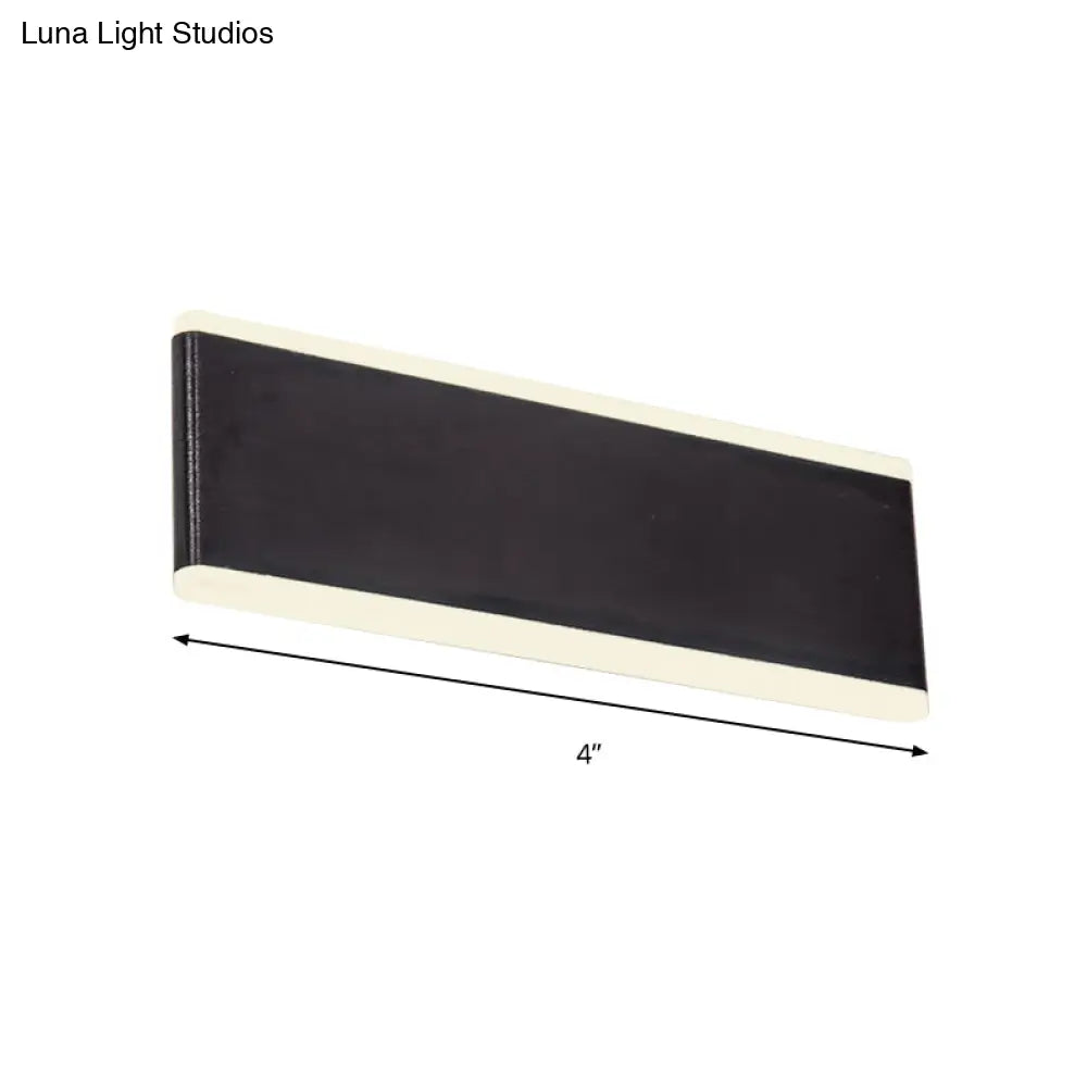 Minimalistic Black Rectangle Led Aluminum Wall Light Fixture For Dining Room - Sizes: 4.5/7 Dia