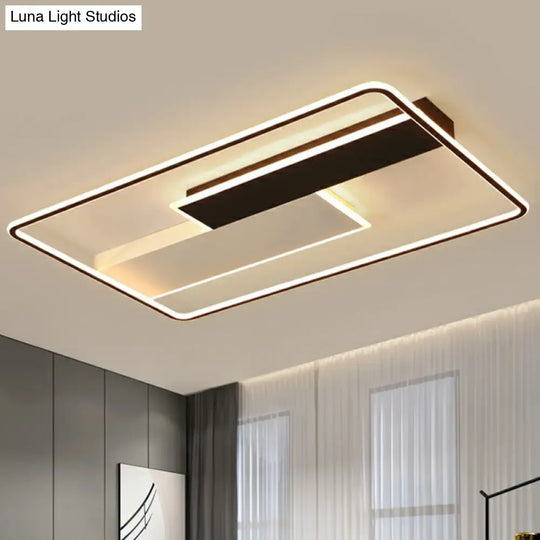 Minimalistic Black-White Metal Flushmount Led Ceiling Light