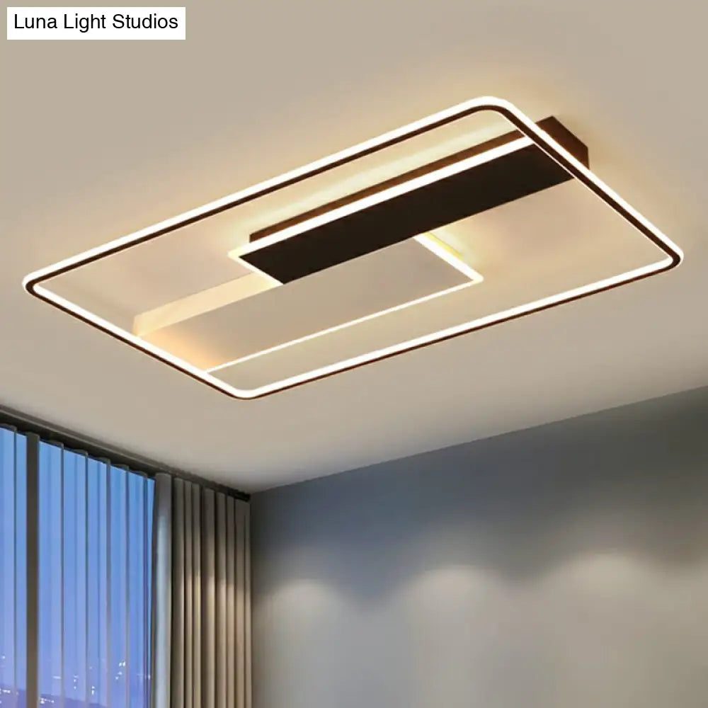 Minimalistic Black-White Metal Flushmount Led Ceiling Light / 37.5
