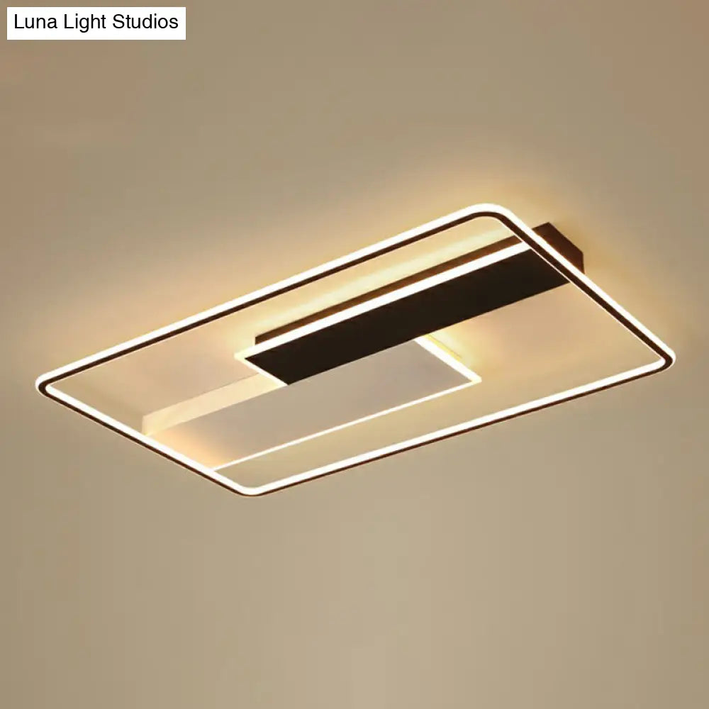 Minimalistic Black-White Metal Flushmount Led Ceiling Light