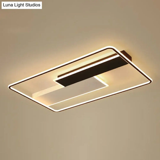 Minimalistic Black - White Metal Flushmount Led Ceiling Light