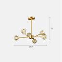 Minimalistic Brass Chandelier With Faceted Crystal Balls - Living Room Hanging Lamp 6 /