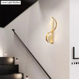 Minimalistic Brass Curve Led Wall Mount Light: Stylish Metal Sconce For Living Room