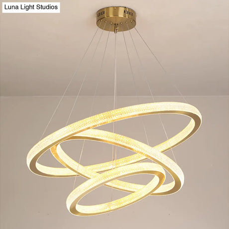 Minimalistic Brass Led Chandelier Light With Acrylic Suspension - 1/3/4-Tier Circle Design