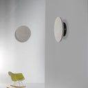 Minimalistic Cement Grey Led Wall Sconce Light For Bedside - Flat Round Mount / 7