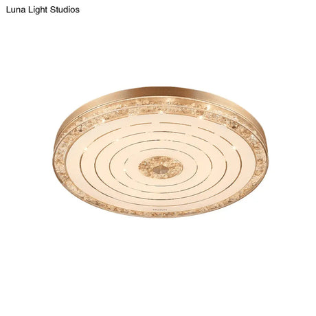 Minimalistic Crystal Disc Led Ceiling Light Fixture - Gold Flush Mount For Bedrooms