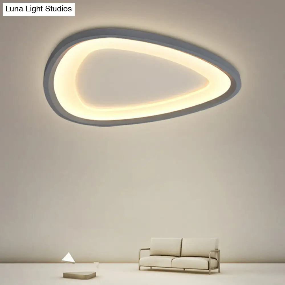 Minimalistic Dark Grey Droplet Led Flushmount Ceiling Light For Bedrooms - Modern Metal Design
