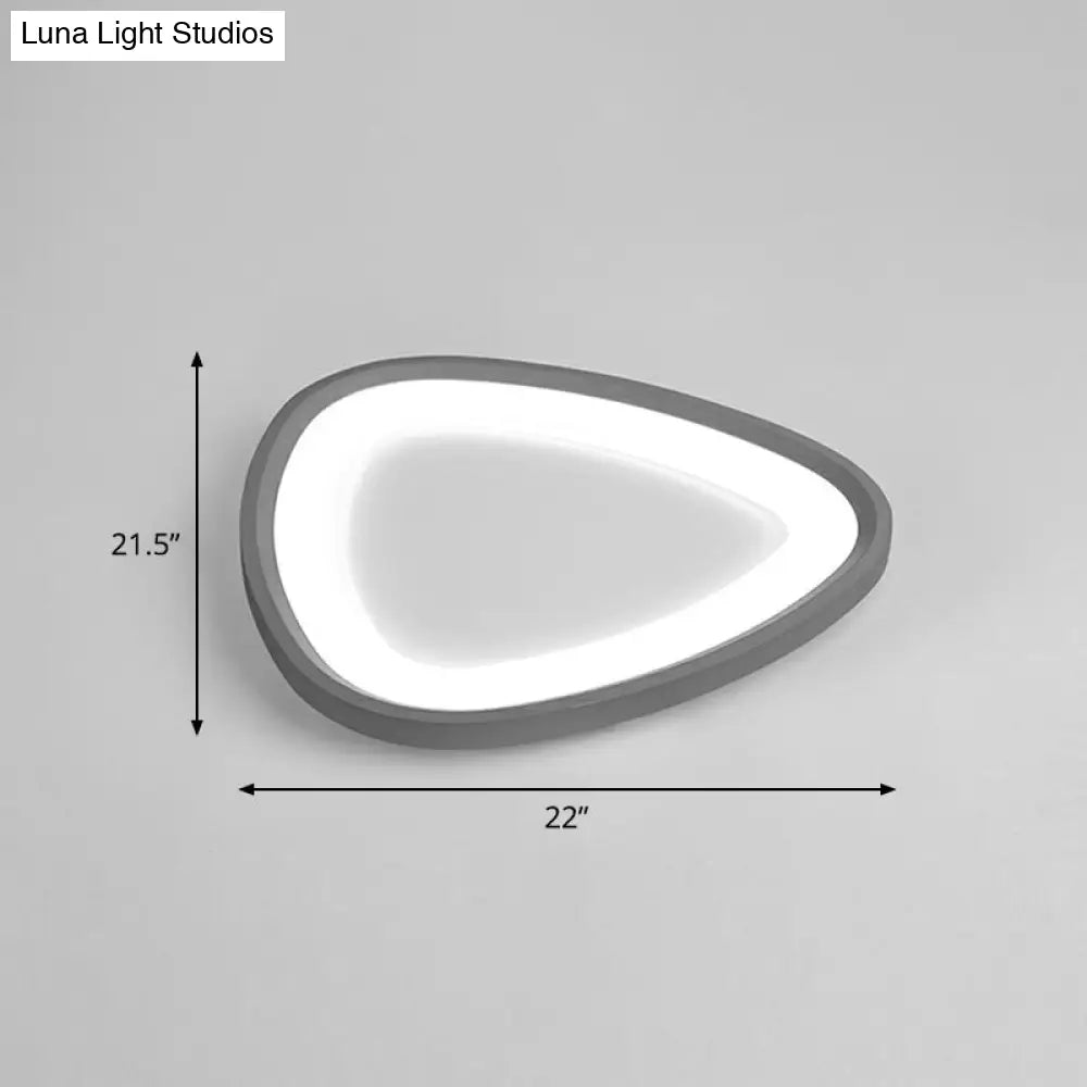 Minimalistic Dark Grey Droplet Led Flushmount Ceiling Light For Bedrooms - Modern Metal Design Gray