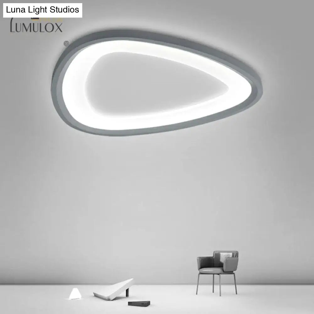 Minimalistic Dark Grey Droplet Led Flushmount Ceiling Light For Bedrooms - Modern Metal Design