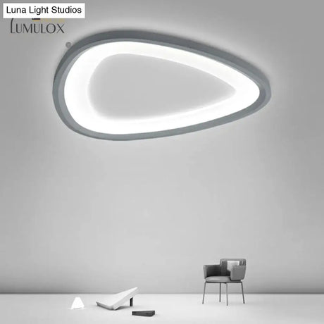 Minimalistic Dark Grey Droplet Led Flushmount Ceiling Light For Bedrooms - Modern Metal Design