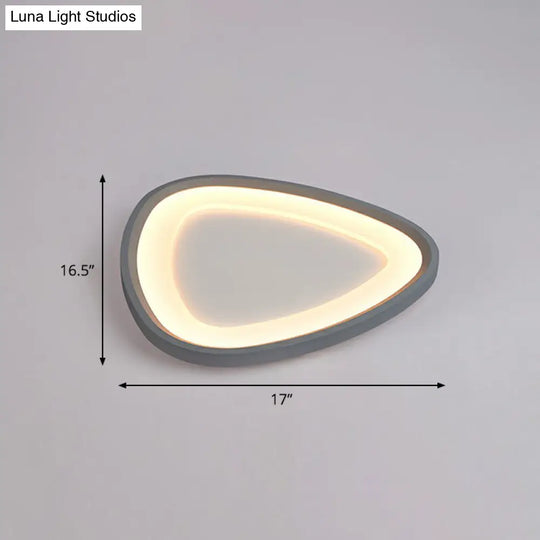 Minimalistic Dark Grey Droplet Led Flushmount Ceiling Light For Bedrooms - Modern Metal Design Gray