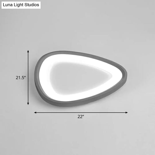 Minimalistic Dark Grey Droplet Led Flushmount Ceiling Light For Bedrooms - Modern Metal Design Gray