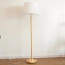 Minimalistic Fabric Tapered Drum Floor Lamp With Wood Stand - 1 Head Standing Light White