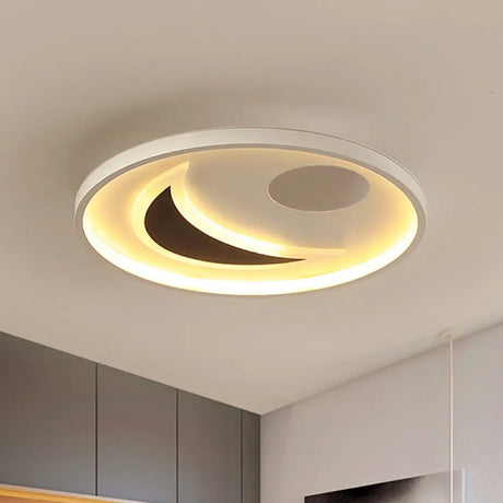 Minimalistic Geometric Acrylic Ceiling Mount Led Flush Light - Black & White-16.5’/20.5’ Wide