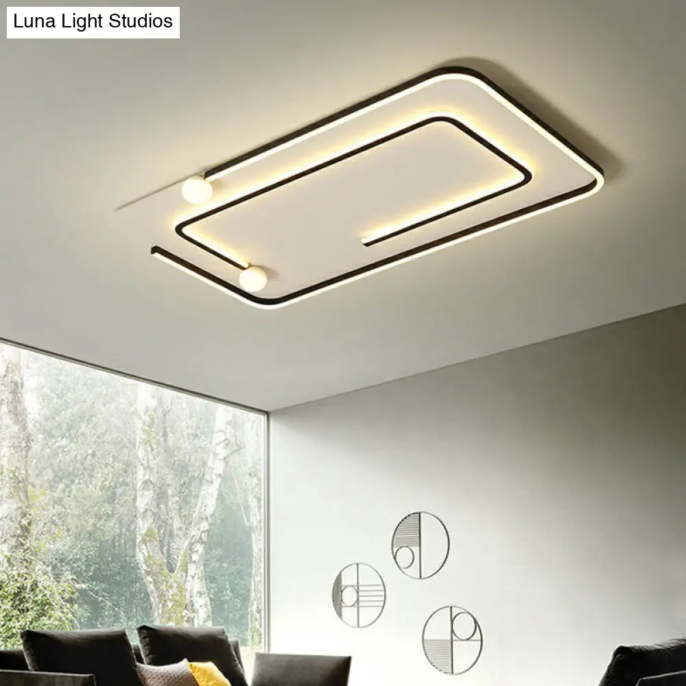Minimalistic Geometric Led Flush Ceiling Light In Black For Bedrooms