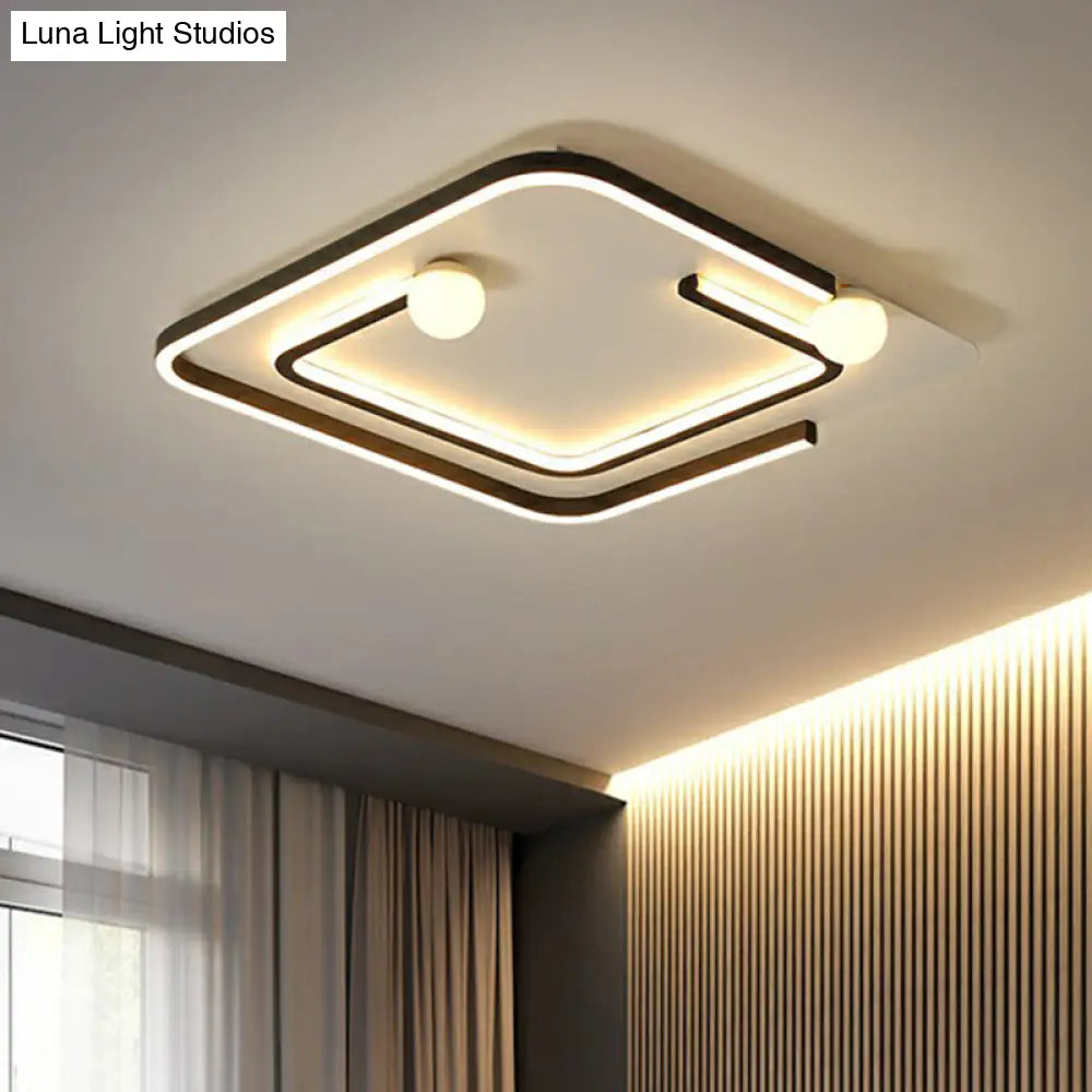 Minimalistic Geometric Led Flush Ceiling Light In Black For Bedrooms