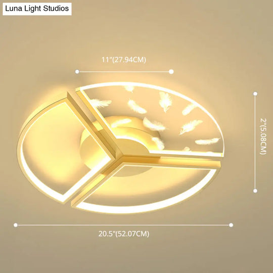 Minimalistic Gold Bedroom Ceiling Light With Geometric Acrylic Shade - Led Flush Mount