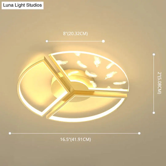 Minimalistic Gold Bedroom Ceiling Light With Geometric Acrylic Shade - Led Flush Mount