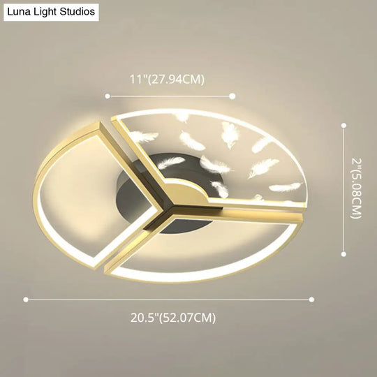 Minimalistic Gold Bedroom Ceiling Light With Geometric Acrylic Shade - Led Flush Mount