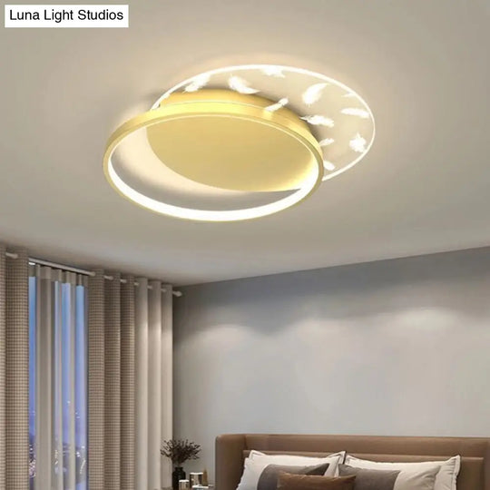 Minimalistic Gold Bedroom Ceiling Light With Geometric Acrylic Shade - Led Flush Mount