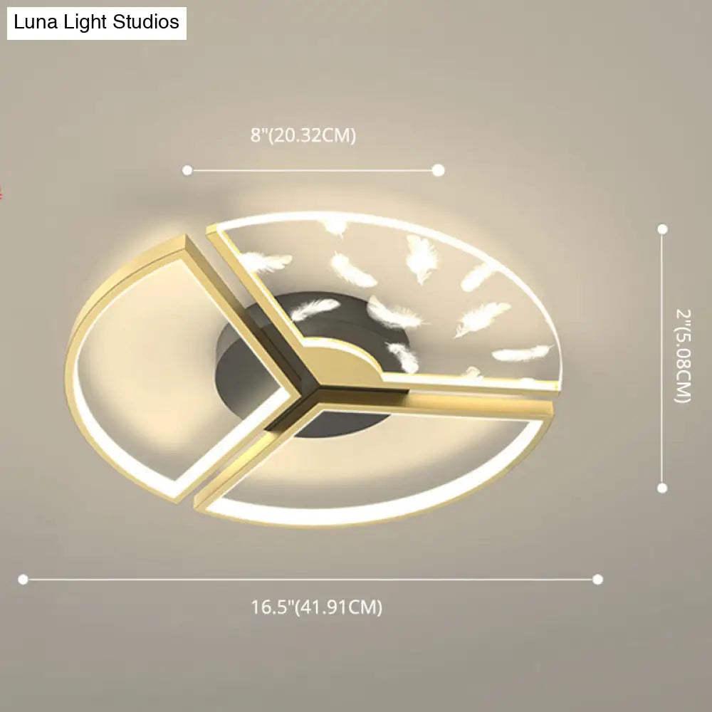 Minimalistic Gold Bedroom Ceiling Light With Geometric Acrylic Shade - Led Flush Mount