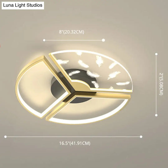 Minimalistic Gold Bedroom Ceiling Light With Geometric Acrylic Shade - Led Flush Mount