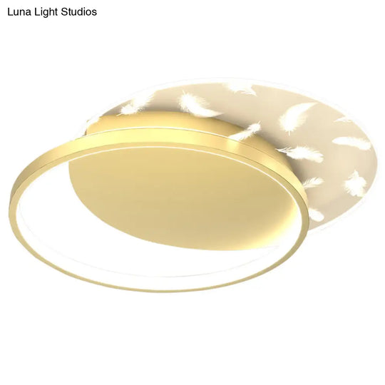 Minimalistic Gold Bedroom Ceiling Light With Geometric Acrylic Shade - Led Flush Mount