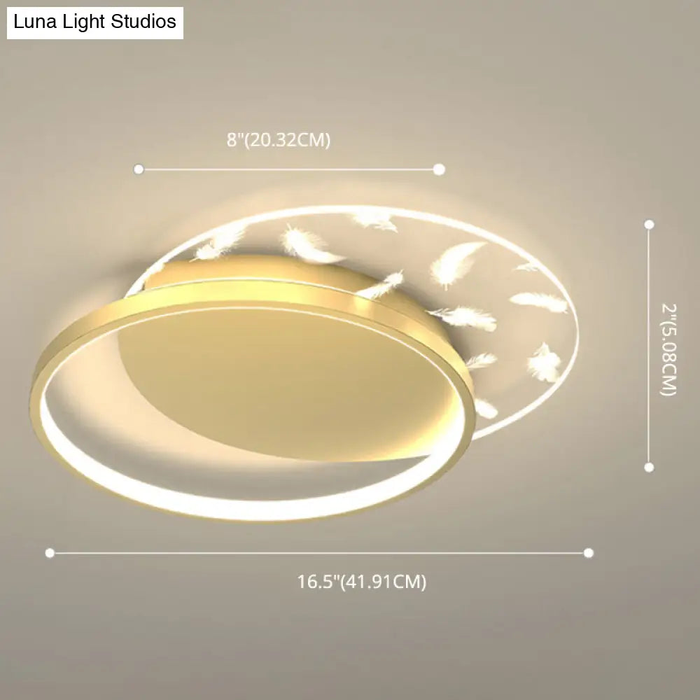 Minimalistic Gold Bedroom Ceiling Light With Geometric Acrylic Shade - Led Flush Mount
