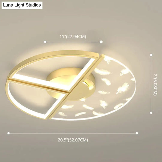 Minimalistic Gold Bedroom Ceiling Light With Geometric Acrylic Shade - Led Flush Mount