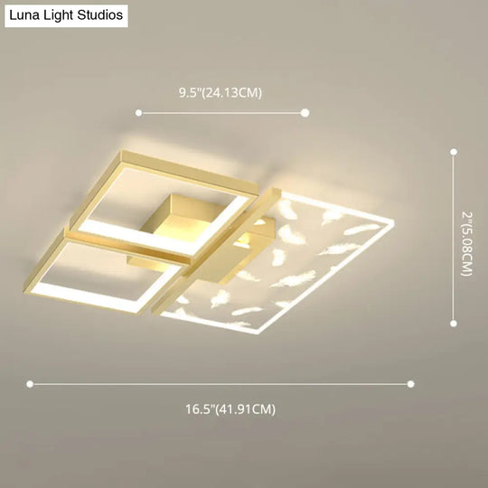 Minimalistic Gold Bedroom Ceiling Light With Geometric Acrylic Shade - Led Flush Mount