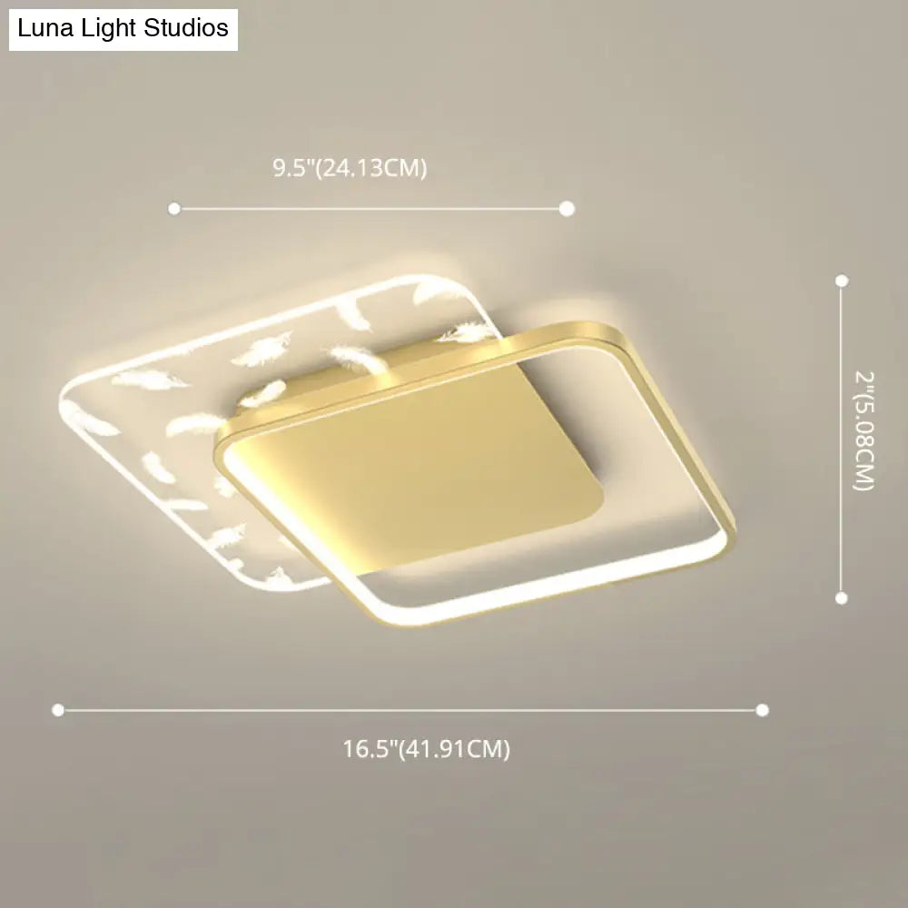Minimalistic Gold Bedroom Ceiling Light With Geometric Acrylic Shade - Led Flush Mount