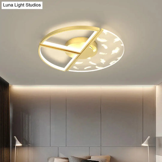 Minimalistic Gold Bedroom Ceiling Light With Geometric Acrylic Shade - Led Flush Mount