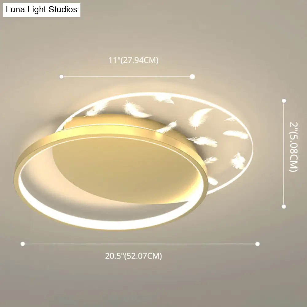 Minimalistic Gold Bedroom Ceiling Light With Geometric Acrylic Shade - Led Flush Mount