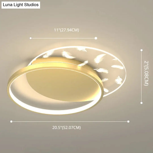 Minimalistic Gold Bedroom Ceiling Light With Geometric Acrylic Shade - Led Flush Mount