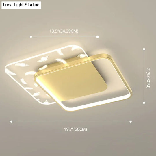 Minimalistic Gold Bedroom Ceiling Light With Geometric Acrylic Shade - Led Flush Mount