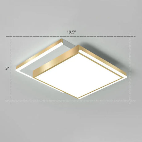 Minimalistic Gold Led Ceiling Light For Living Room - Rectangle Shaped Acrylic Flush Mount /